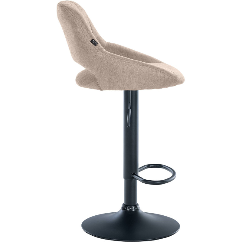 Tabouret de bar réglable pivotant en Tissu Taupe Métal Noir Kelran - 3