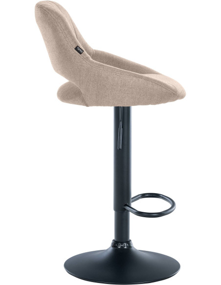 Tabouret de bar réglable pivotant en Tissu Taupe Métal Noir Kelran - 3