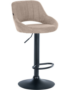 Tabouret de bar réglable pivotant en Tissu Taupe Métal Noir Kelran - 1