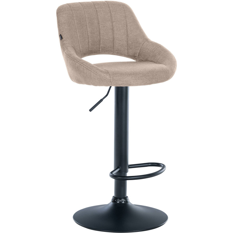 Tabouret de bar réglable pivotant en Tissu Taupe Métal Noir Kelran - 1
