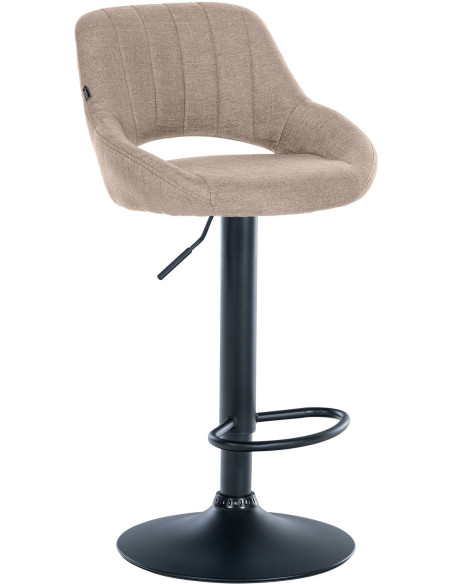 Tabouret de bar réglable pivotant en Tissu Taupe Métal Noir Kelran - 1