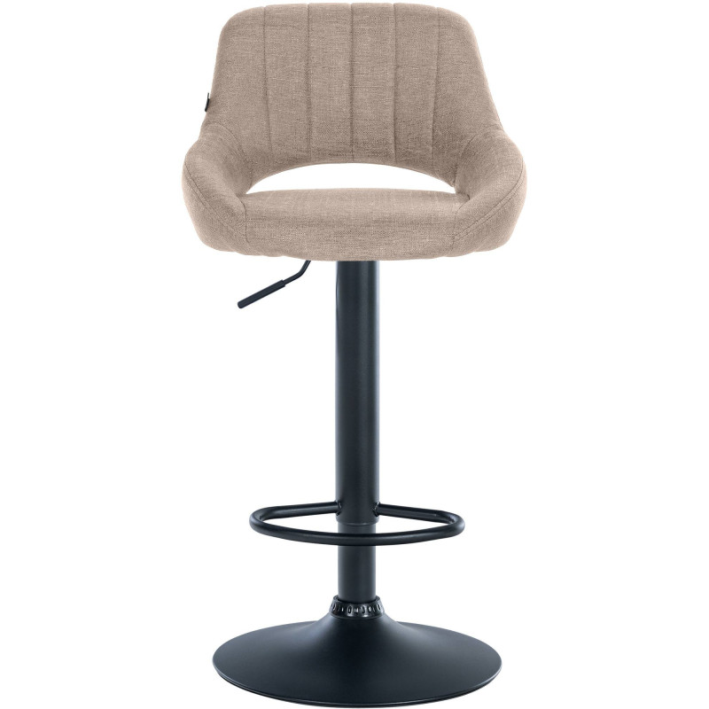Tabouret de bar réglable pivotant en Tissu Taupe Métal Noir Kelran - 2