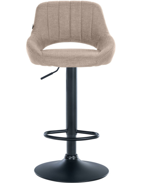 Tabouret de bar réglable pivotant en Tissu Taupe Métal Noir Kelran - 2