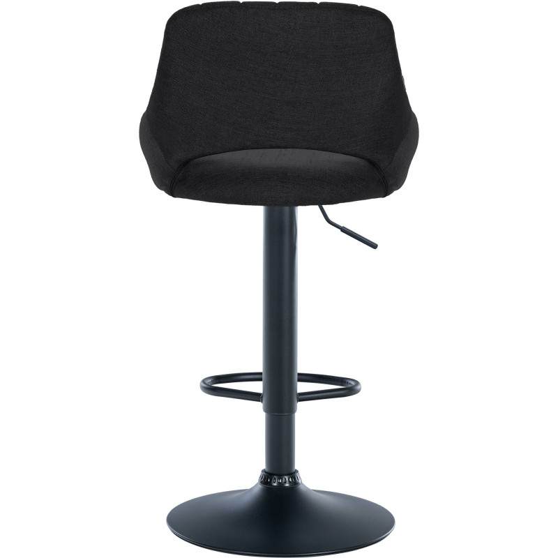 Tabouret de bar réglable pivotant en Tissu Noir Métal Noir Kelran - 5