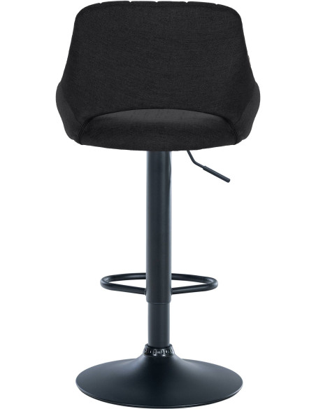 Tabouret de bar réglable pivotant en Tissu Noir Métal Noir Kelran - 5