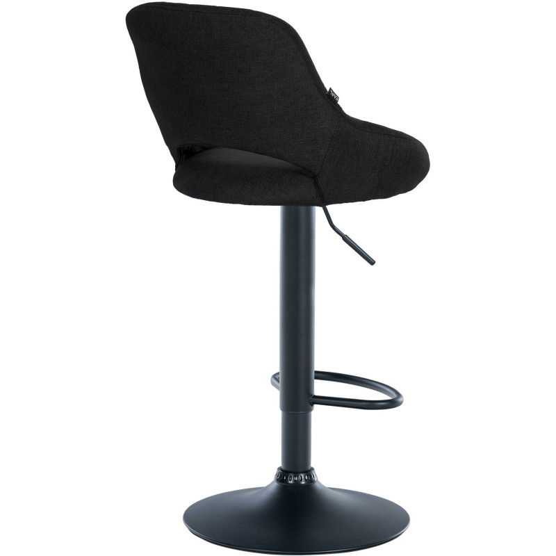 Tabouret de bar réglable pivotant en Tissu Noir Métal Noir Kelran - 4