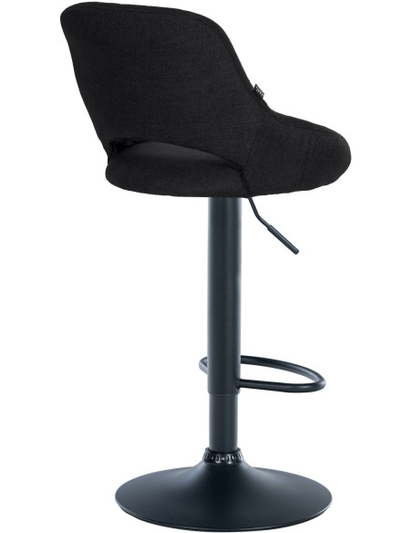 Tabouret de bar réglable pivotant en Tissu Noir Métal Noir Kelran - 4