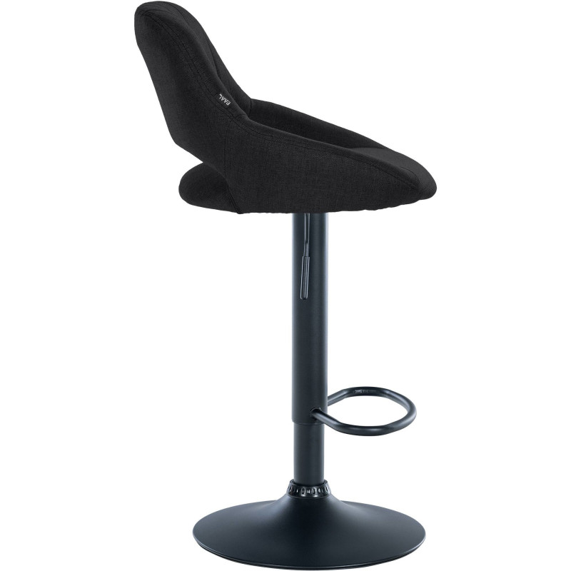 Tabouret de bar réglable pivotant en Tissu Noir Métal Noir Kelran - 3