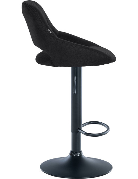 Tabouret de bar réglable pivotant en Tissu Noir Métal Noir Kelran - 3