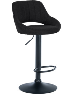 Tabouret de bar réglable pivotant en Tissu Noir Métal Noir Kelran - 1