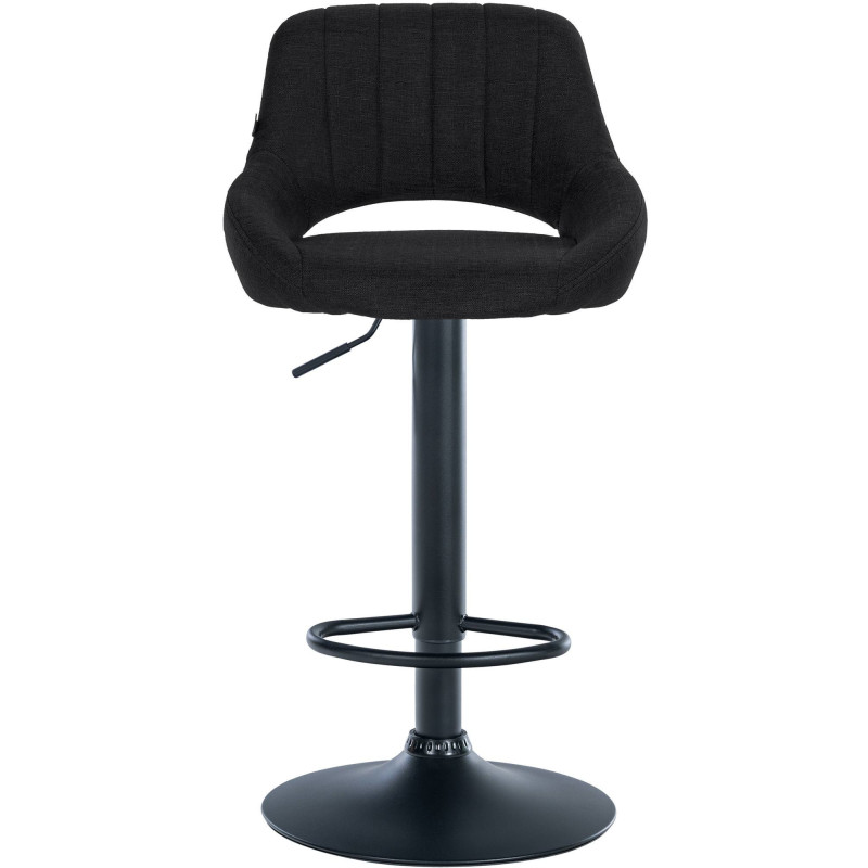 Tabouret de bar réglable pivotant en Tissu Noir Métal Noir Kelran - 2