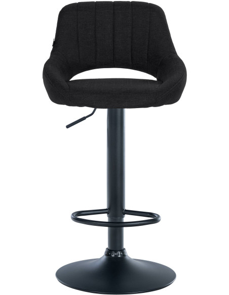 Tabouret de bar réglable pivotant en Tissu Noir Métal Noir Kelran - 2