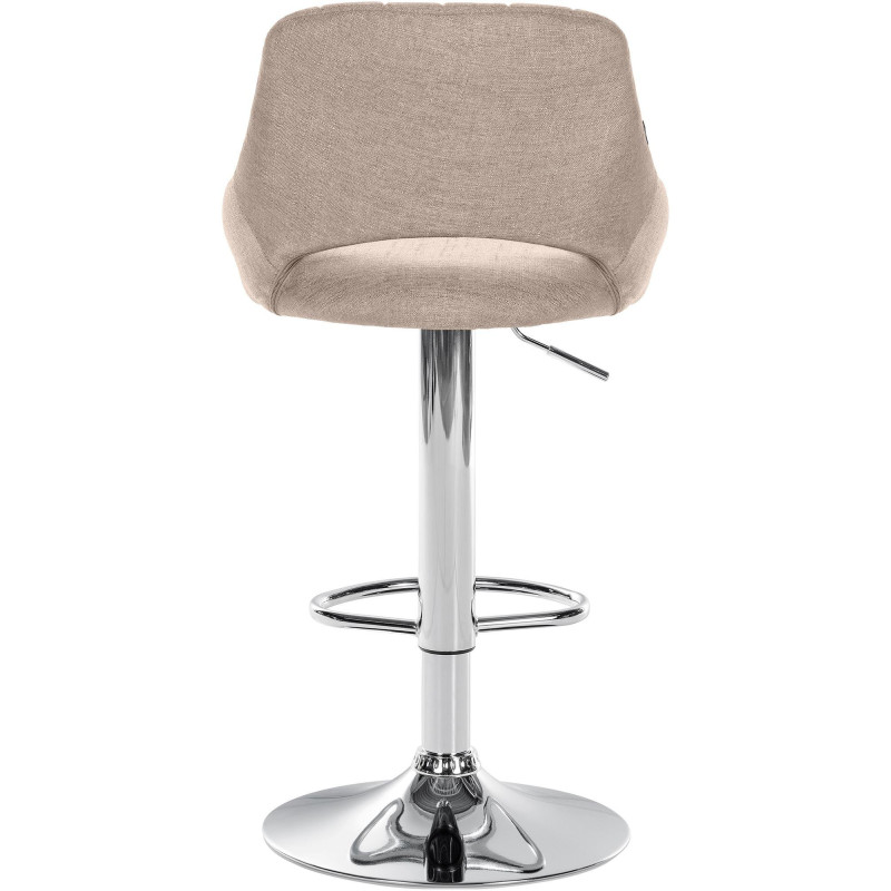 Tabouret de bar réglable pivotant en Tissu Taupe Métal Argenté Kelran - 5