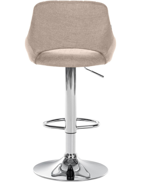 Tabouret de bar réglable pivotant en Tissu Taupe Métal Argenté Kelran - 5