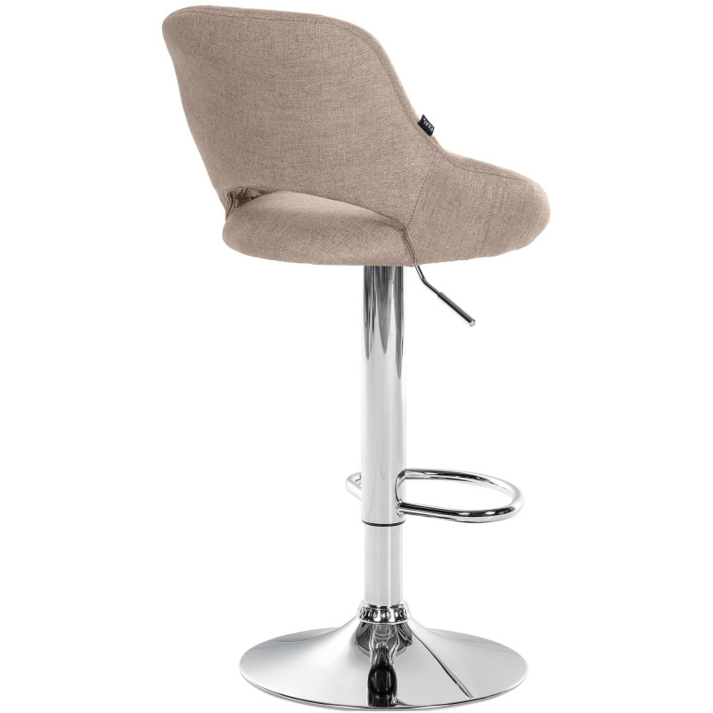 Tabouret de bar réglable pivotant en Tissu Taupe Métal Argenté Kelran - 4