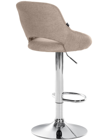 Tabouret de bar réglable pivotant en Tissu Taupe Métal Argenté Kelran - 4