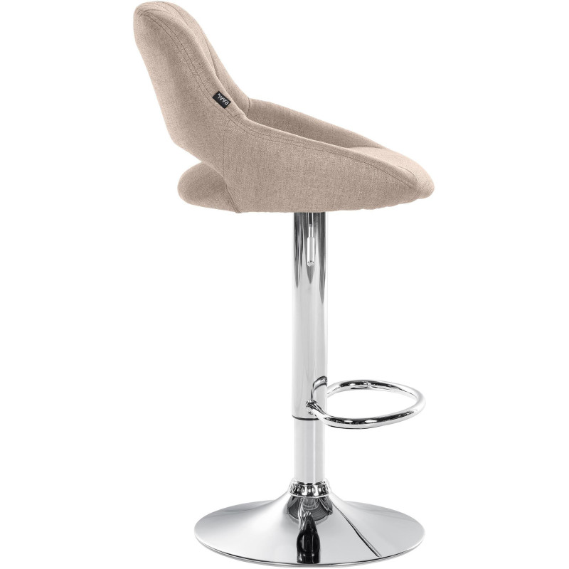 Tabouret de bar réglable pivotant en Tissu Taupe Métal Argenté Kelran - 3