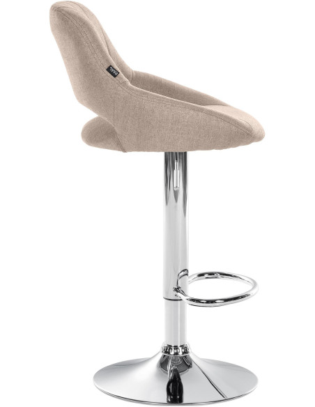 Tabouret de bar réglable pivotant en Tissu Taupe Métal Argenté Kelran - 3