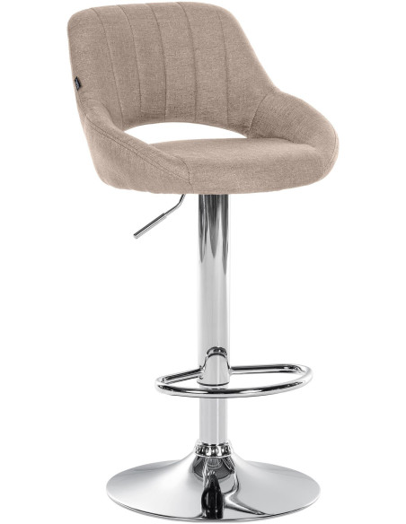 Tabouret de bar réglable pivotant en Tissu Taupe Métal Argenté Kelran - 1
