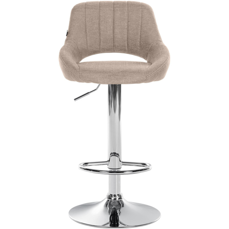 Tabouret de bar réglable pivotant en Tissu Taupe Métal Argenté Kelran - 2