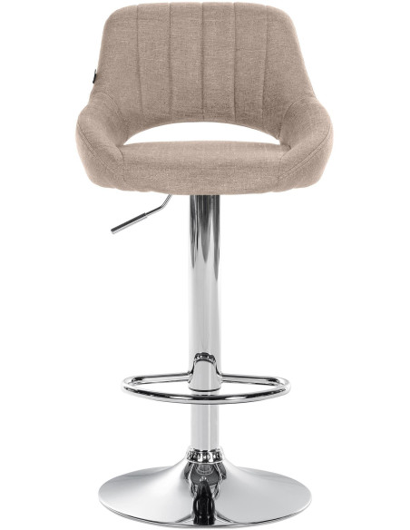 Tabouret de bar réglable pivotant en Tissu Taupe Métal Argenté Kelran - 2