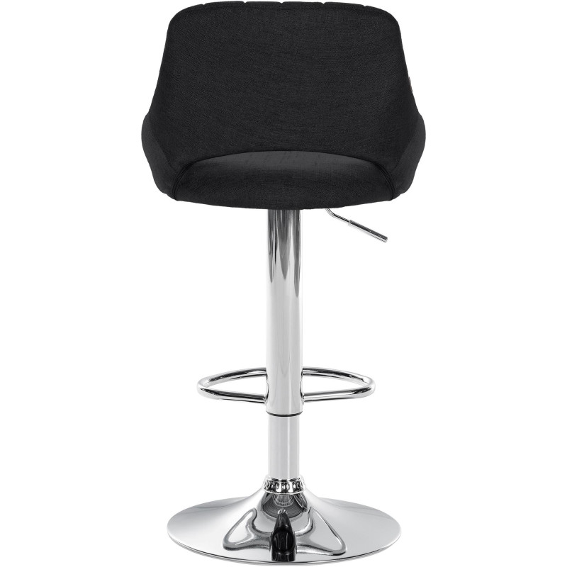 Tabouret de bar réglable pivotant en Tissu Noir Métal Argenté Kelran - 4