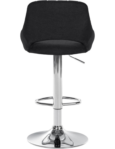 Tabouret de bar réglable pivotant en Tissu Noir Métal Argenté Kelran - 4