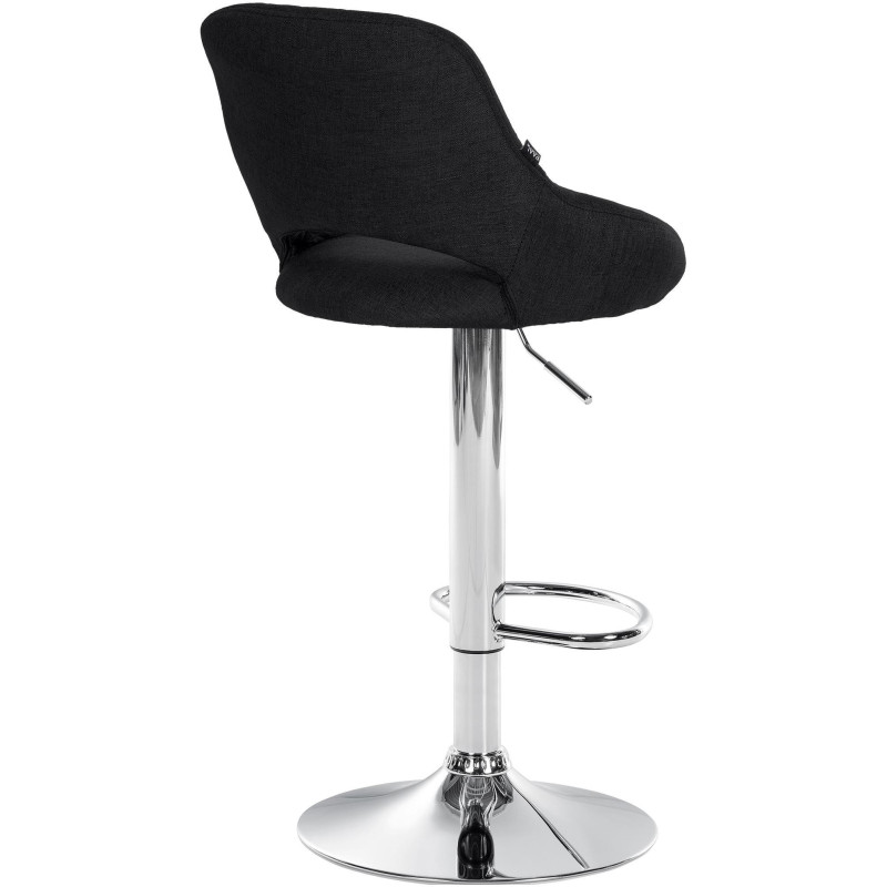 Tabouret de bar réglable pivotant en Tissu Noir Métal Argenté Kelran - 5