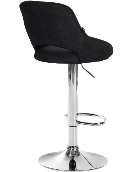 Tabouret de bar réglable pivotant en Tissu Noir Métal Argenté Kelran - 5
