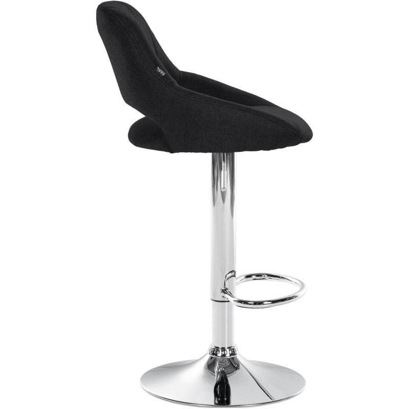 Tabouret de bar réglable pivotant en Tissu Noir Métal Argenté Kelran - 3