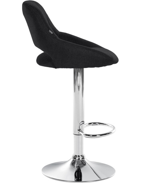 Tabouret de bar réglable pivotant en Tissu Noir Métal Argenté Kelran - 3