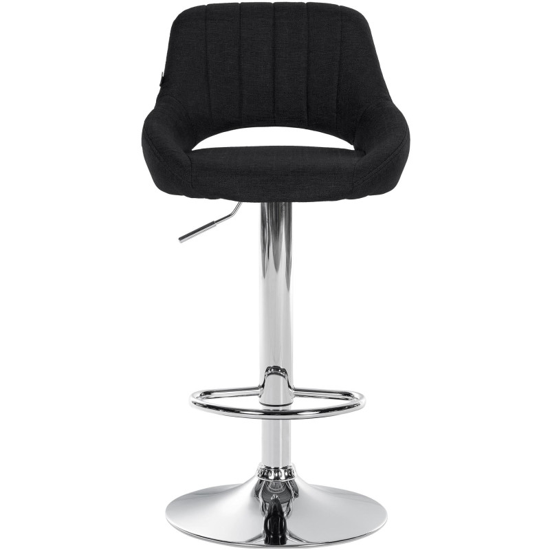Tabouret de bar réglable pivotant en Tissu Noir Métal Argenté Kelran - 2