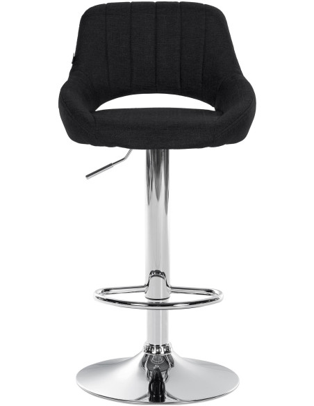 Tabouret de bar réglable pivotant en Tissu Noir Métal Argenté Kelran - 2