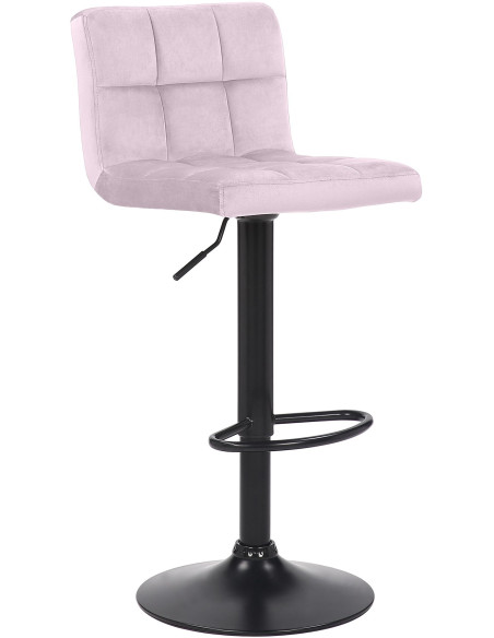 Tabouret de bar moderne matelassé en Velours Rose clair Métal Noir Willy - 1
