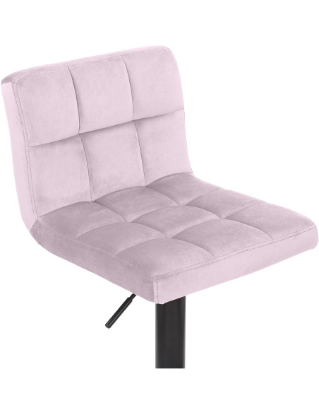 Tabouret de bar moderne matelassé en Velours Rose clair Métal Noir Willy - 2