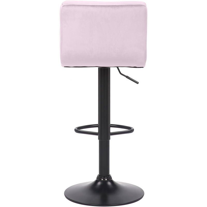 Tabouret de bar moderne matelassé en Velours Rose clair Métal Noir Willy - 3
