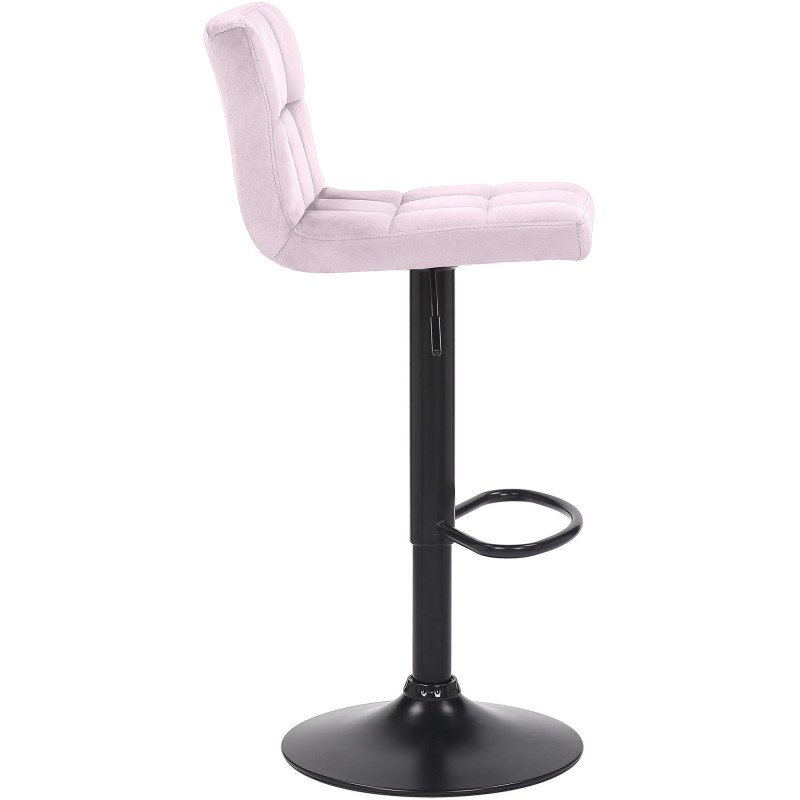 Tabouret de bar moderne matelassé en Velours Rose clair Métal Noir Willy - 4