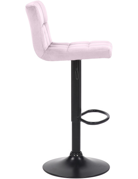 Tabouret de bar moderne matelassé en Velours Rose clair Métal Noir Willy - 4