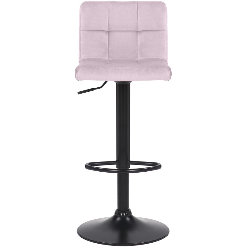 Tabouret de bar moderne matelassé en Velours Rose clair Métal Noir Willy - 5