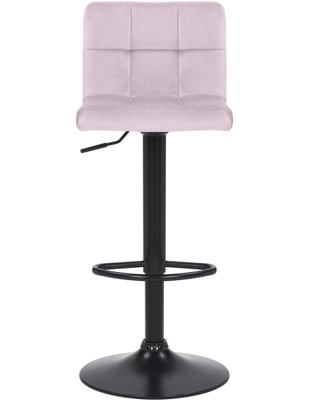Tabouret de bar moderne matelassé en Velours Rose clair Métal Noir Willy - 5