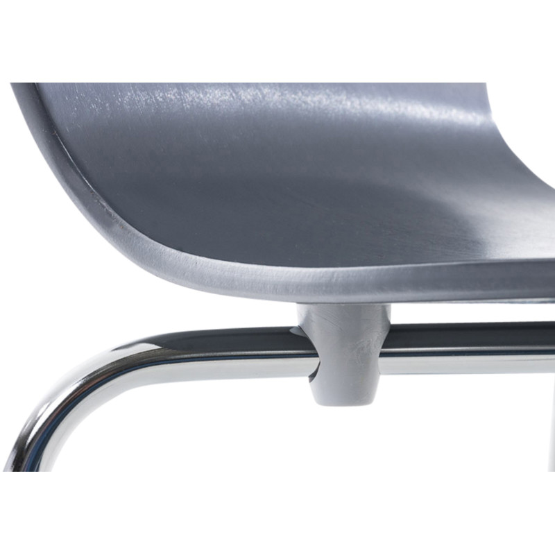 Chaise moderne scandinave en Bois Gris Métal Argenté Glynnor - 5