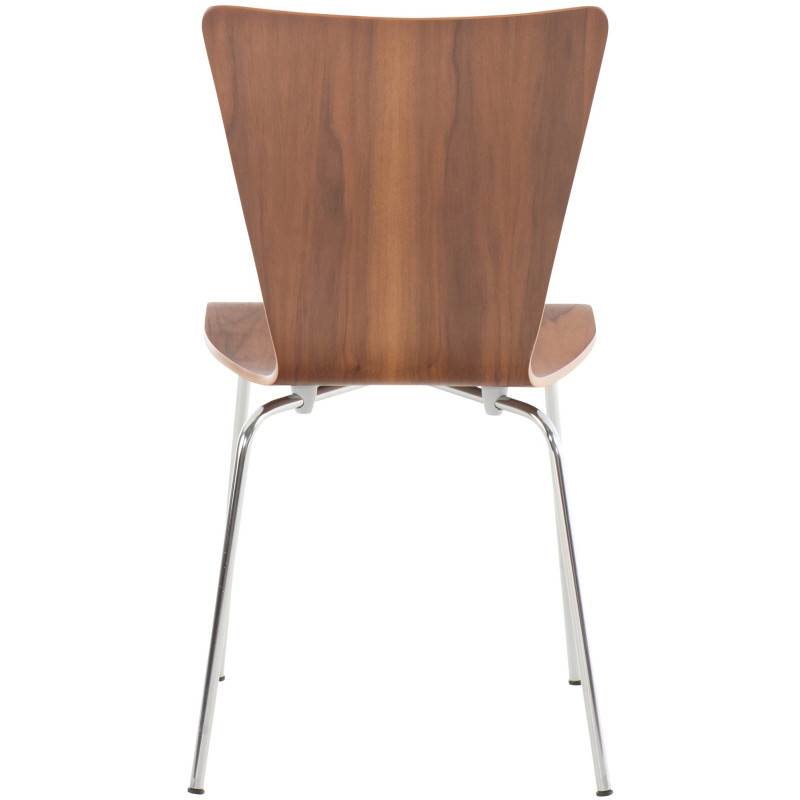 Chaise moderne scandinave en Bois Marron noyer Métal Argenté Glynnor - 3