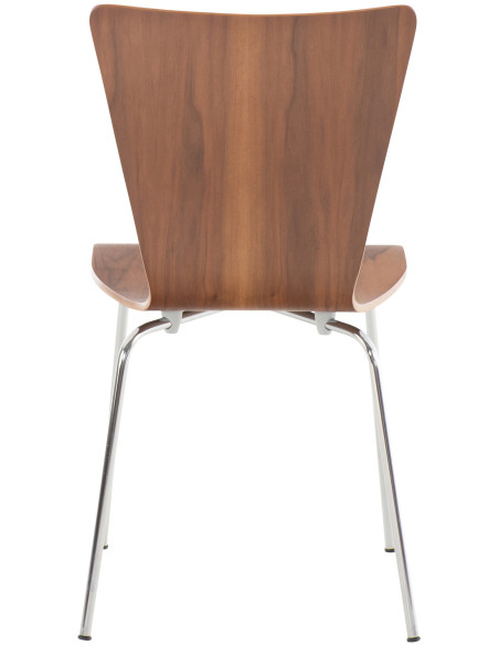 Chaise moderne scandinave en Bois Marron noyer Métal Argenté Glynnor - 3