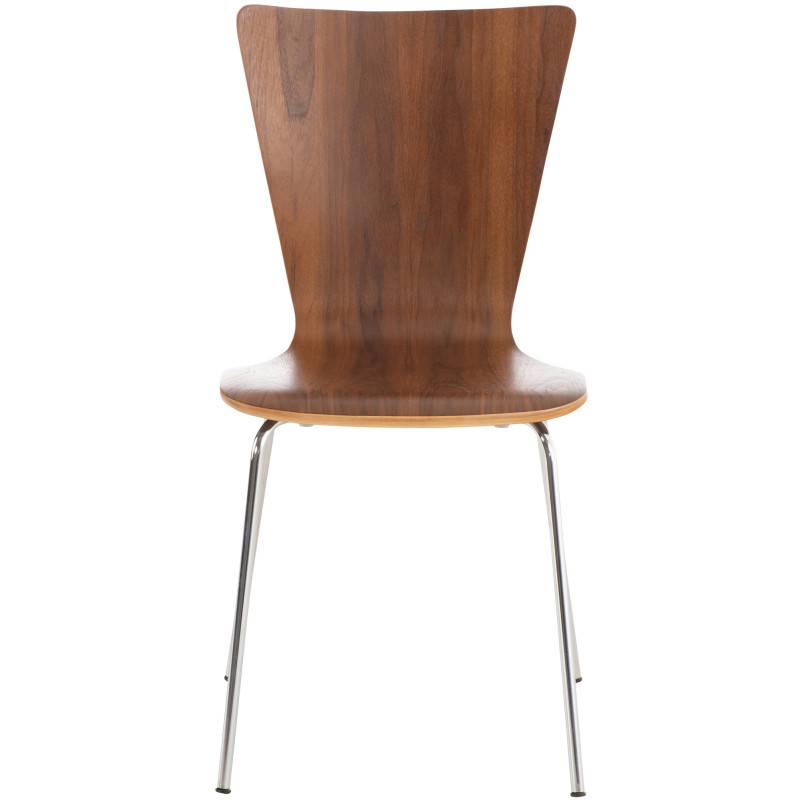 Chaise moderne scandinave en Bois Marron noyer Métal Argenté Glynnor - 2