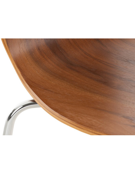 Chaise moderne scandinave en Bois Marron noyer Métal Argenté Glynnor - 5