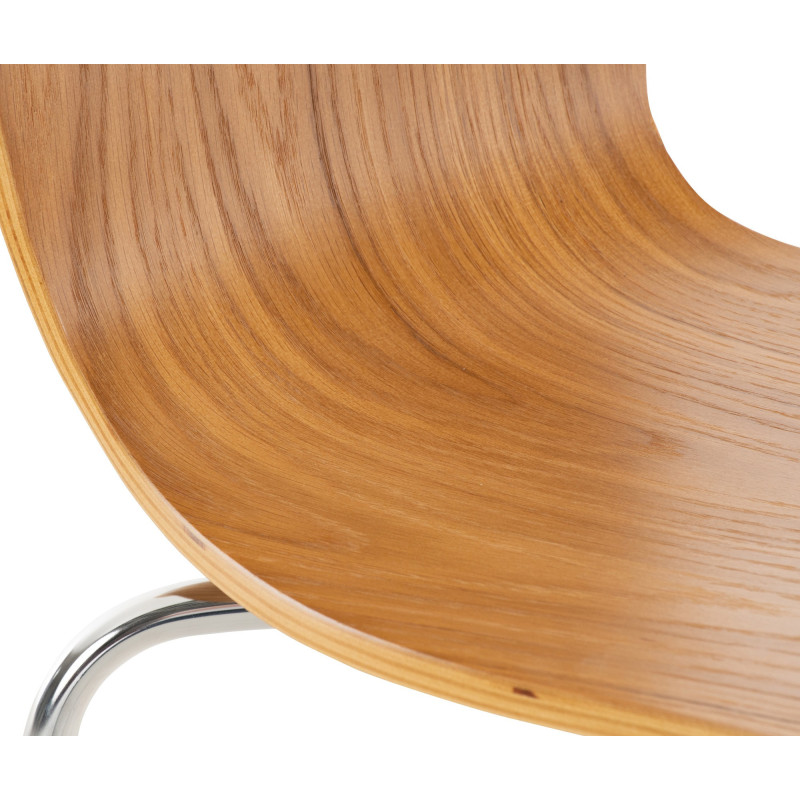 Chaise moderne scandinave en Bois Marron chêne Métal Argenté Glynnor - 5