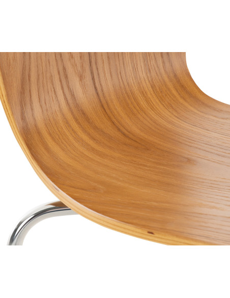 Chaise moderne scandinave en Bois Marron chêne Métal Argenté Glynnor - 5