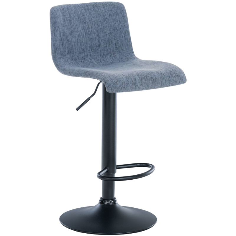 Tabouret de bar moderne en Tissu Bleu Métal Noir Stano - 1