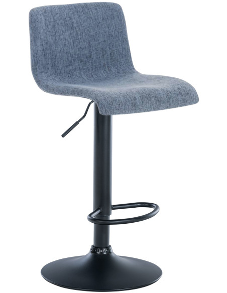 Tabouret de bar moderne en Tissu Bleu Métal Noir Stano - 1
