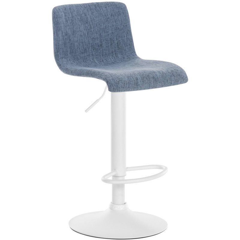 Tabouret de bar minimaliste en Tissu Bleu Métal Blanc Zavria - 1